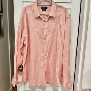 Tiglio Luxe Pink Long Sleeve Button Down Cotton Dress Shirt 20 36/37